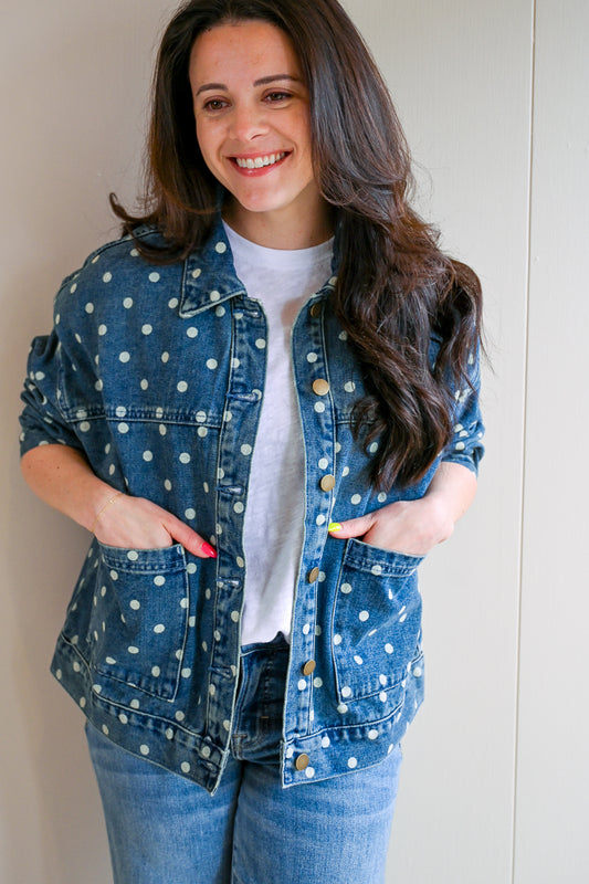 Clyte Street Polka-Dot Denim Jacket
