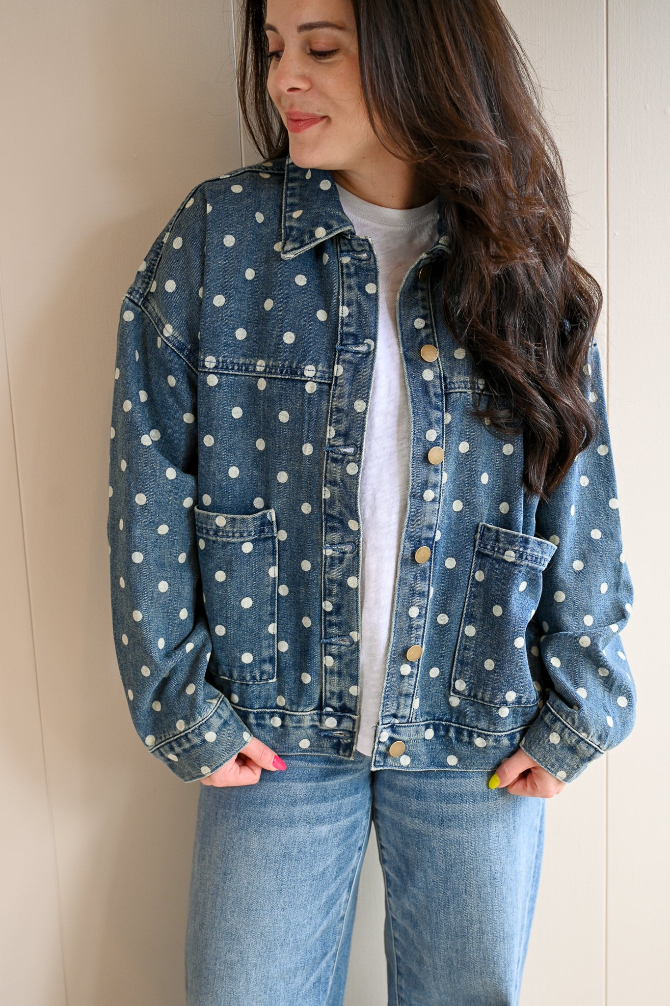 Clyte Street Polka-Dot Denim Jacket