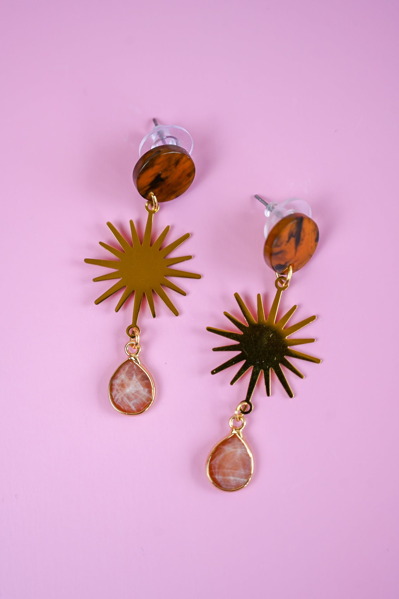 Sun Stone Dangle Earrings