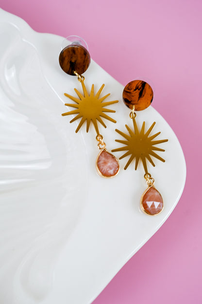 Sun Stone Dangle Earrings