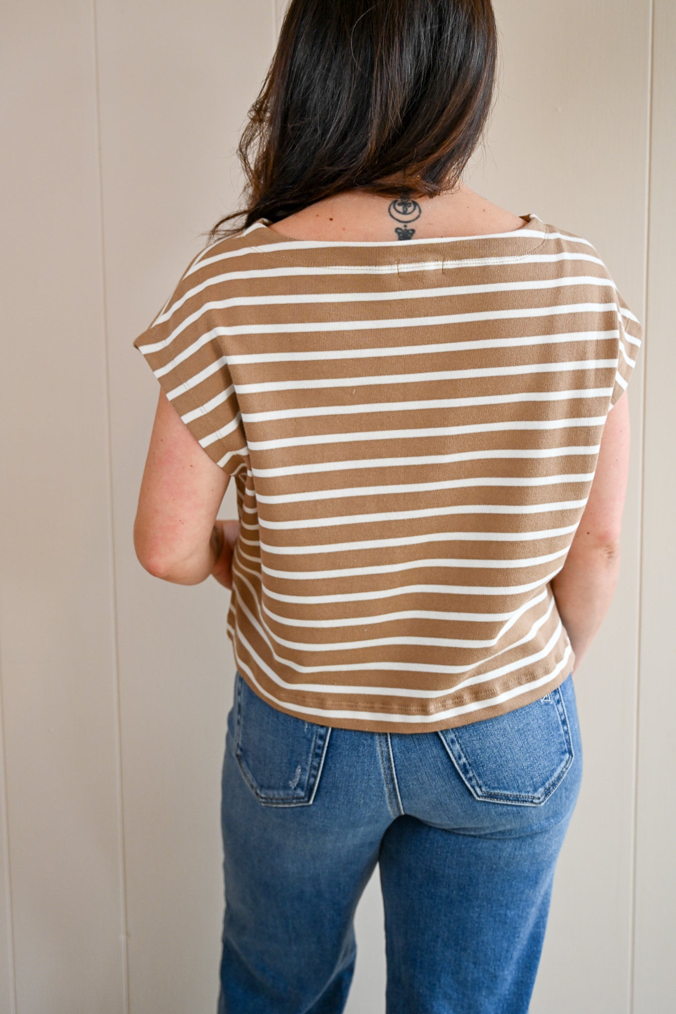 David Avenue Striped Terry Top - Driftwood