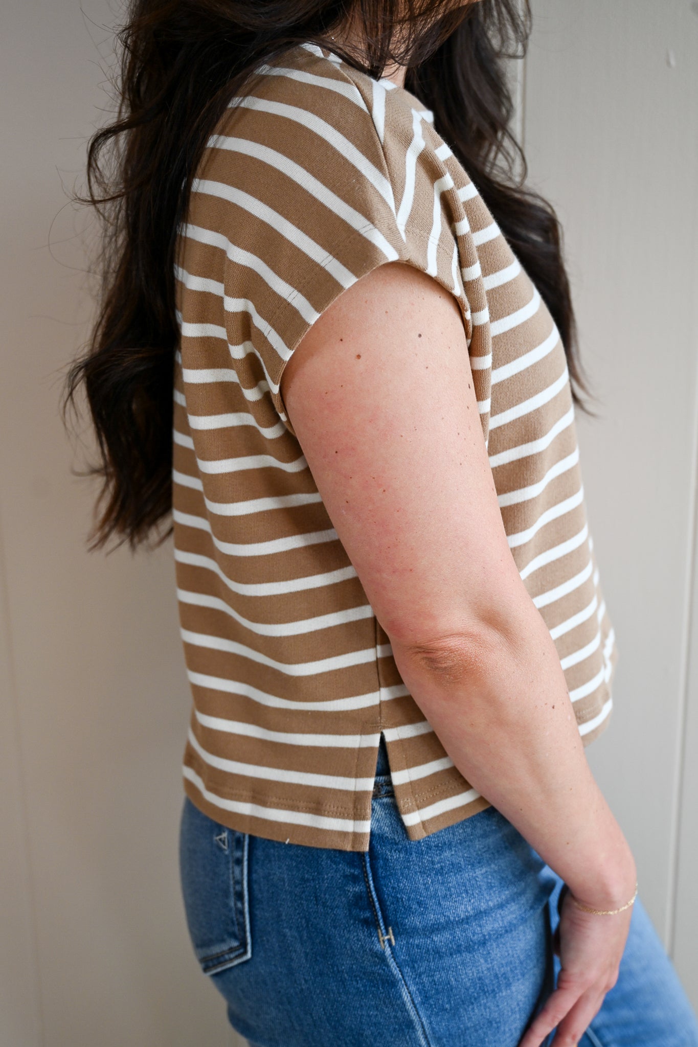 David Avenue Striped Terry Top - Driftwood