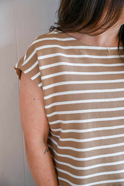 David Avenue Striped Terry Top - Driftwood