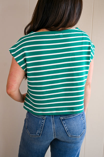 David Avenue Striped Terry Top - Seaside