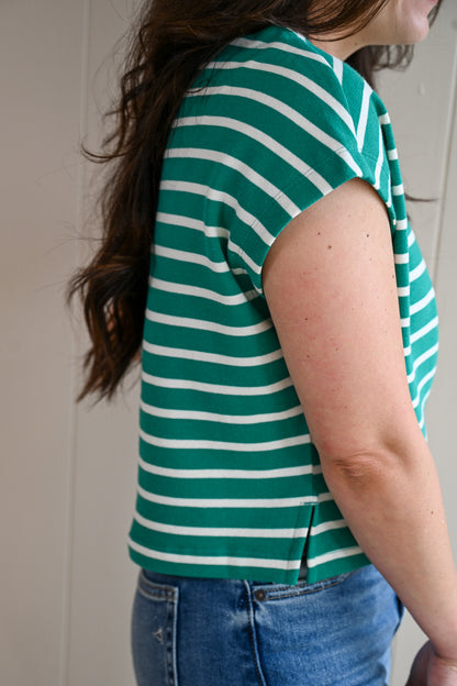 David Avenue Striped Terry Top - Seaside