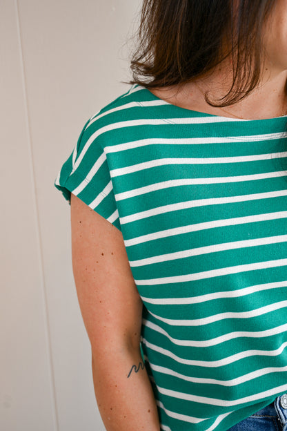 David Avenue Striped Terry Top - Seaside