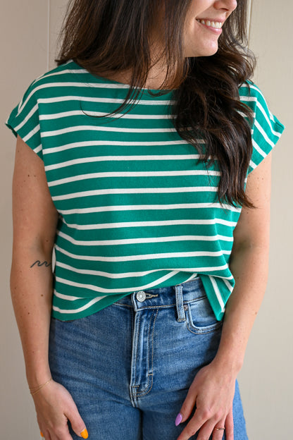 David Avenue Striped Terry Top - Seaside