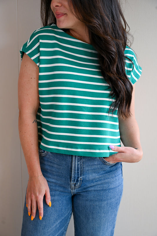 David Avenue Striped Terry Top - Seaside