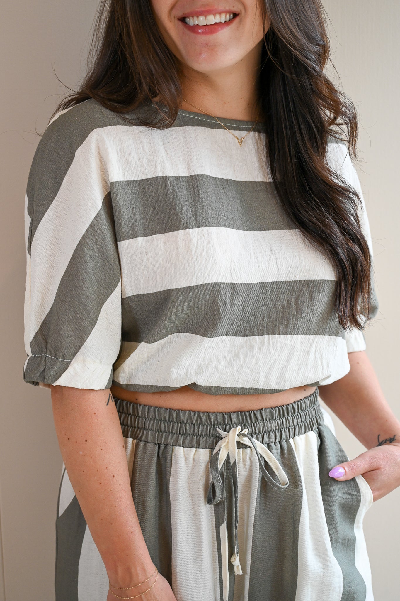Beaumont  Avenue Striped Cropped Top