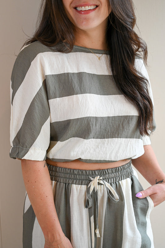 Beaumont  Avenue Striped Cropped Top
