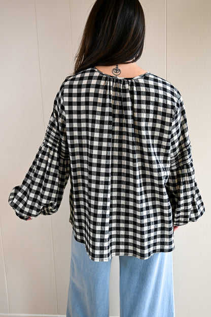 Railroad Way Gingham Blouse