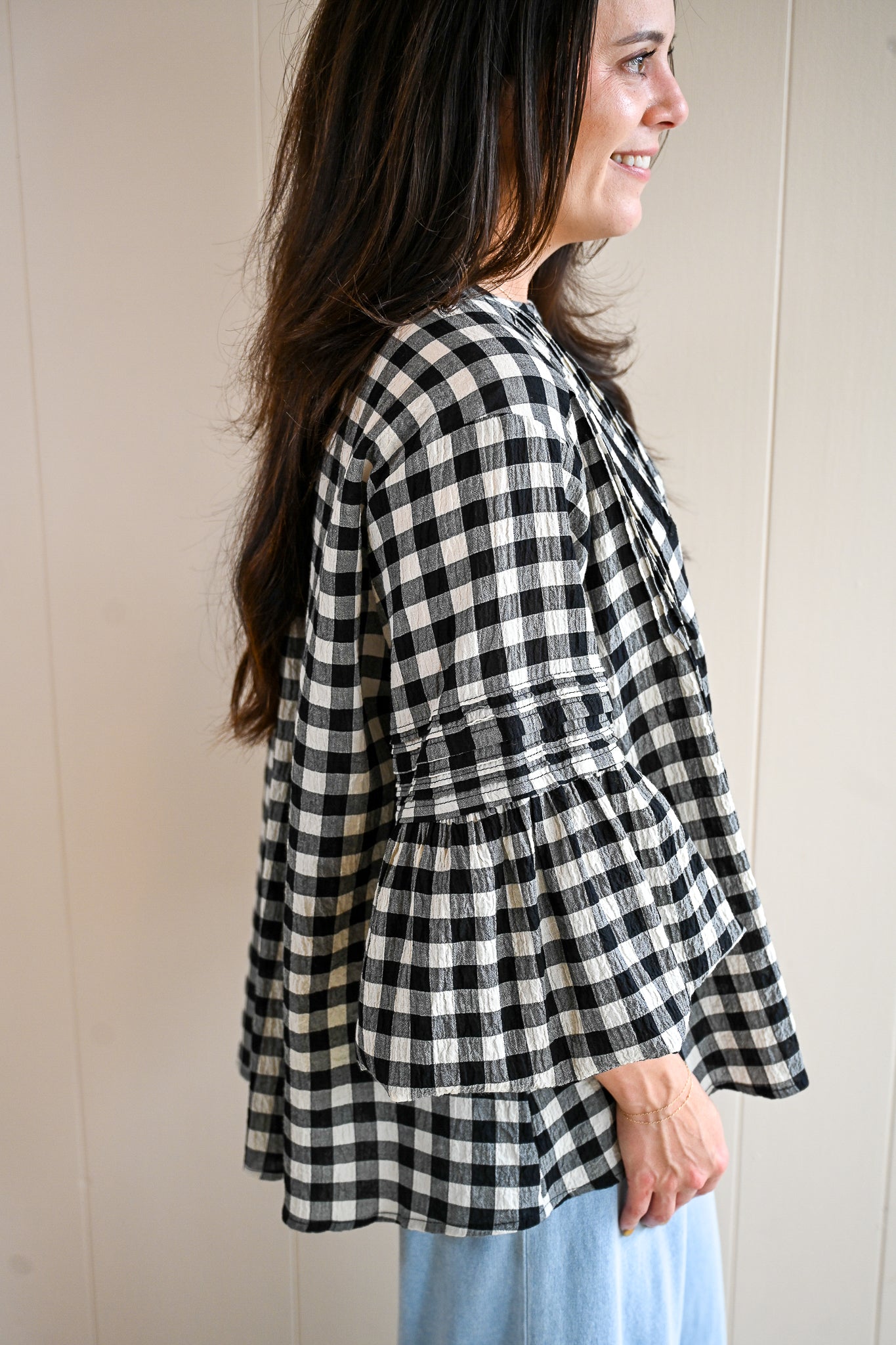 Railroad Way Gingham Blouse