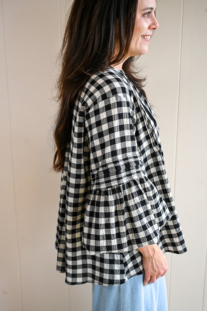 Railroad Way Gingham Blouse