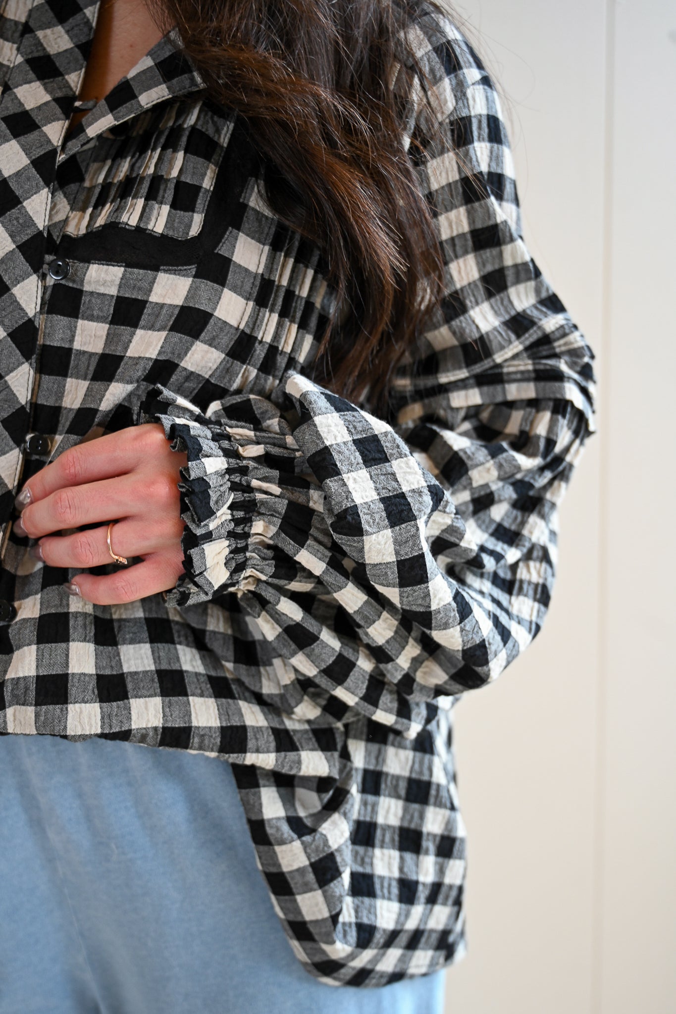 Railroad Way Gingham Blouse
