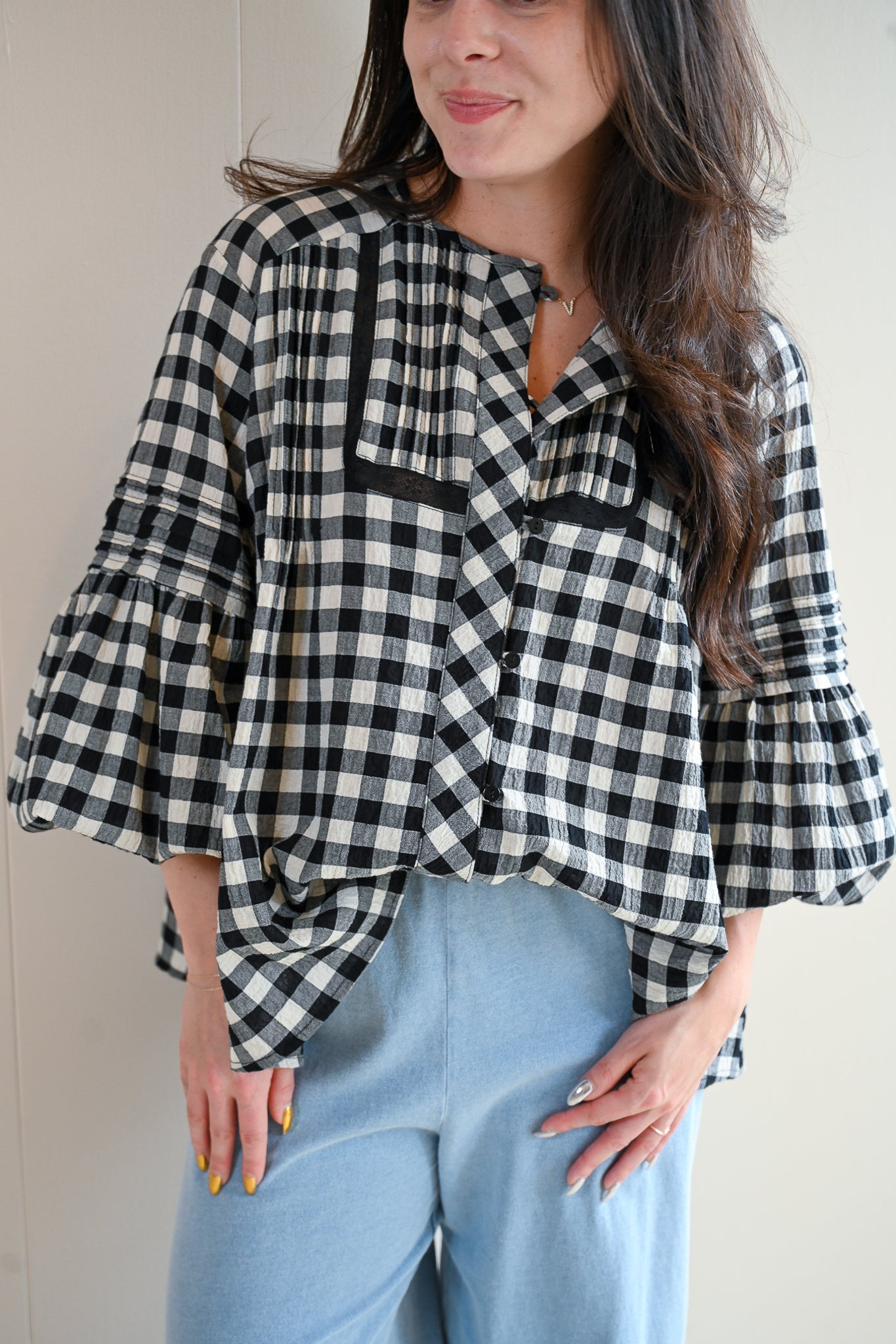 Railroad Way Gingham Blouse