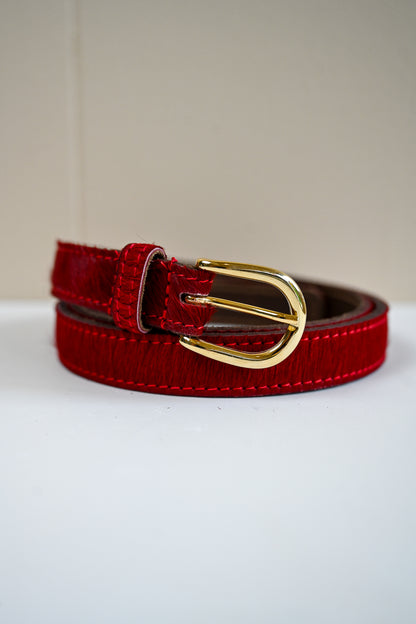 Cranberry Cowhide Italian Skinny Belt
