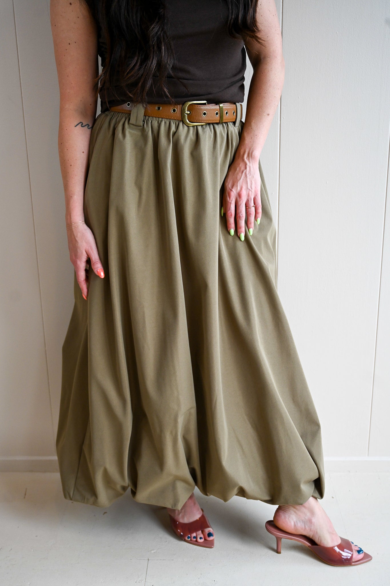 Bishop Avenue Balloon Hem Midi Skirt