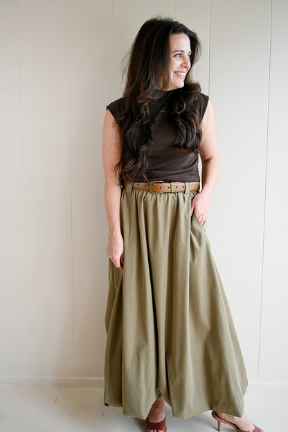 Bishop Avenue Balloon Hem Midi Skirt