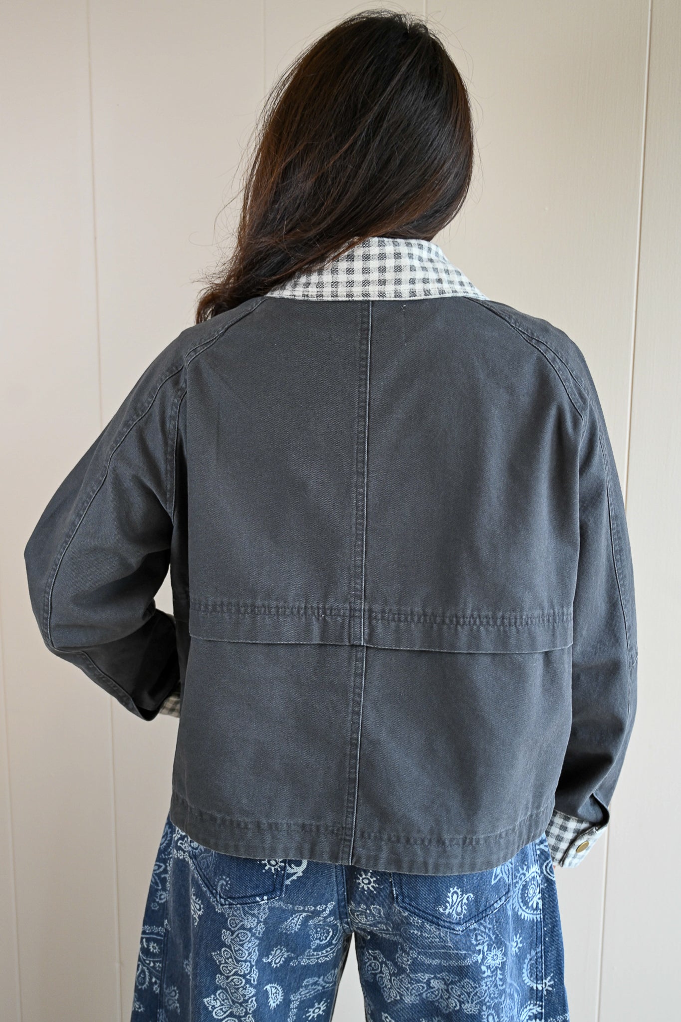 Briggs Street Gingham Collared Twill Jacket