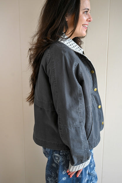Briggs Street Gingham Collared Twill Jacket