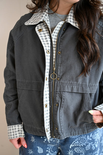 Briggs Street Gingham Collared Twill Jacket