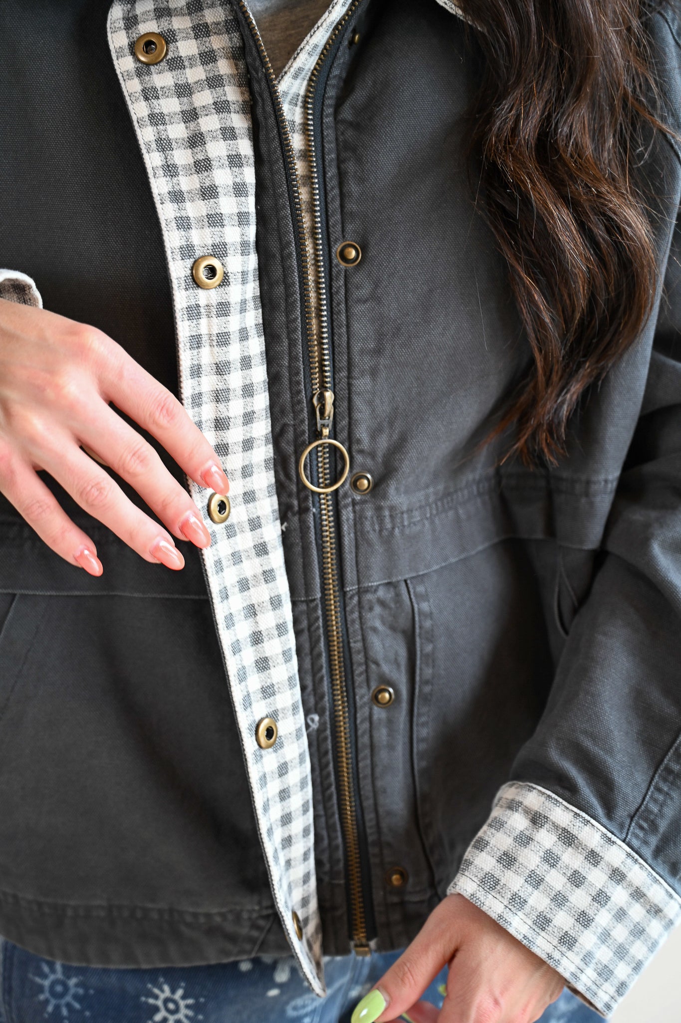 Briggs Street Gingham Collared Twill Jacket