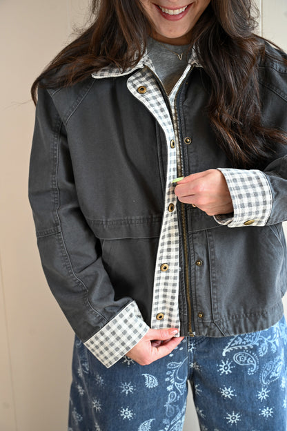 Briggs Street Gingham Collared Twill Jacket