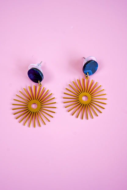 Navy Sunburst Post Earrings