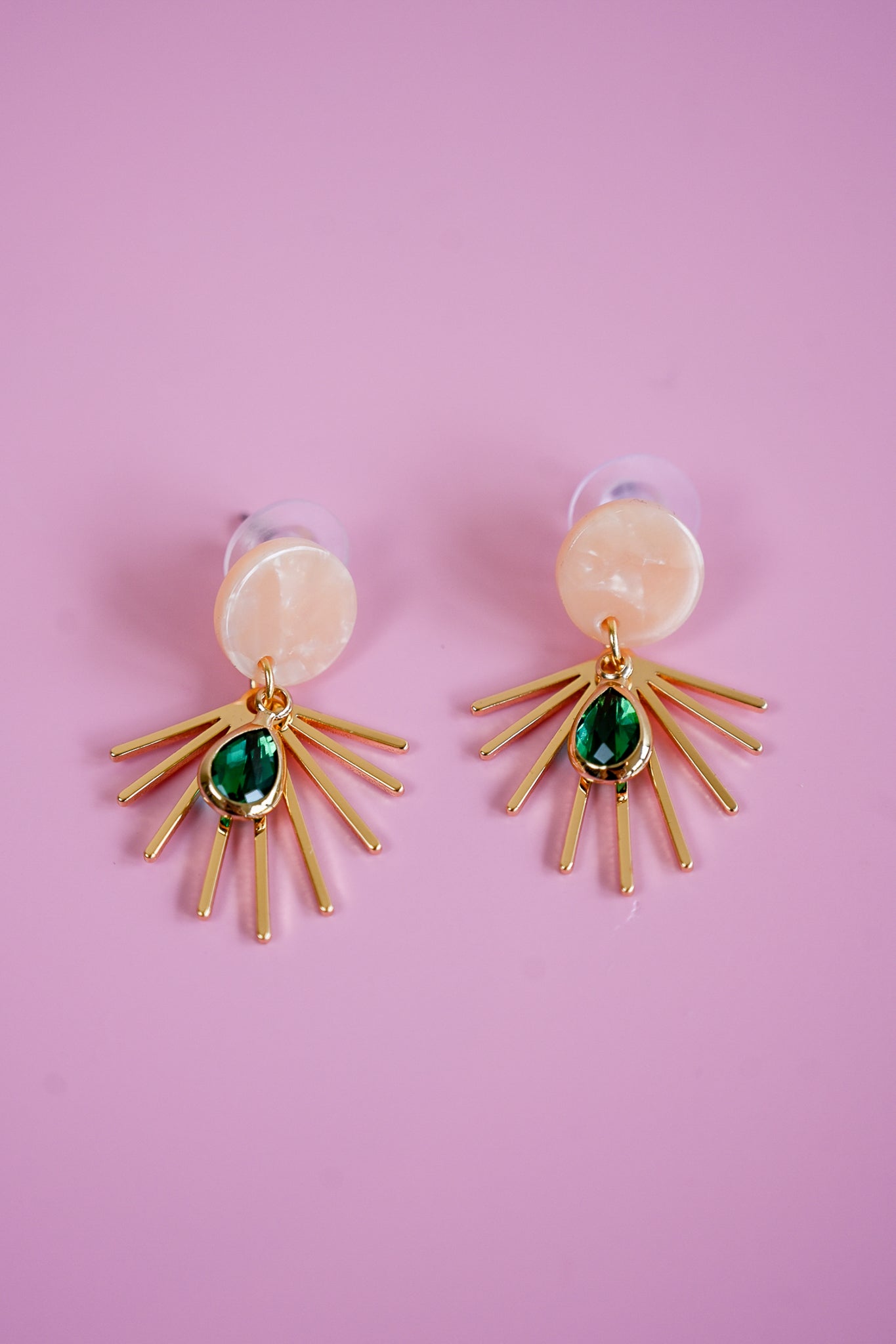 Blush + Green Sunburst Earrings