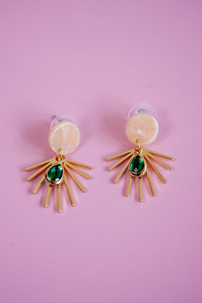 Blush + Green Sunburst Earrings
