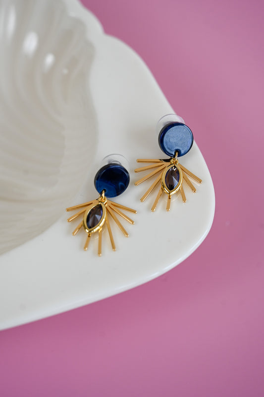 Blue + Purple Sunburst Earrings