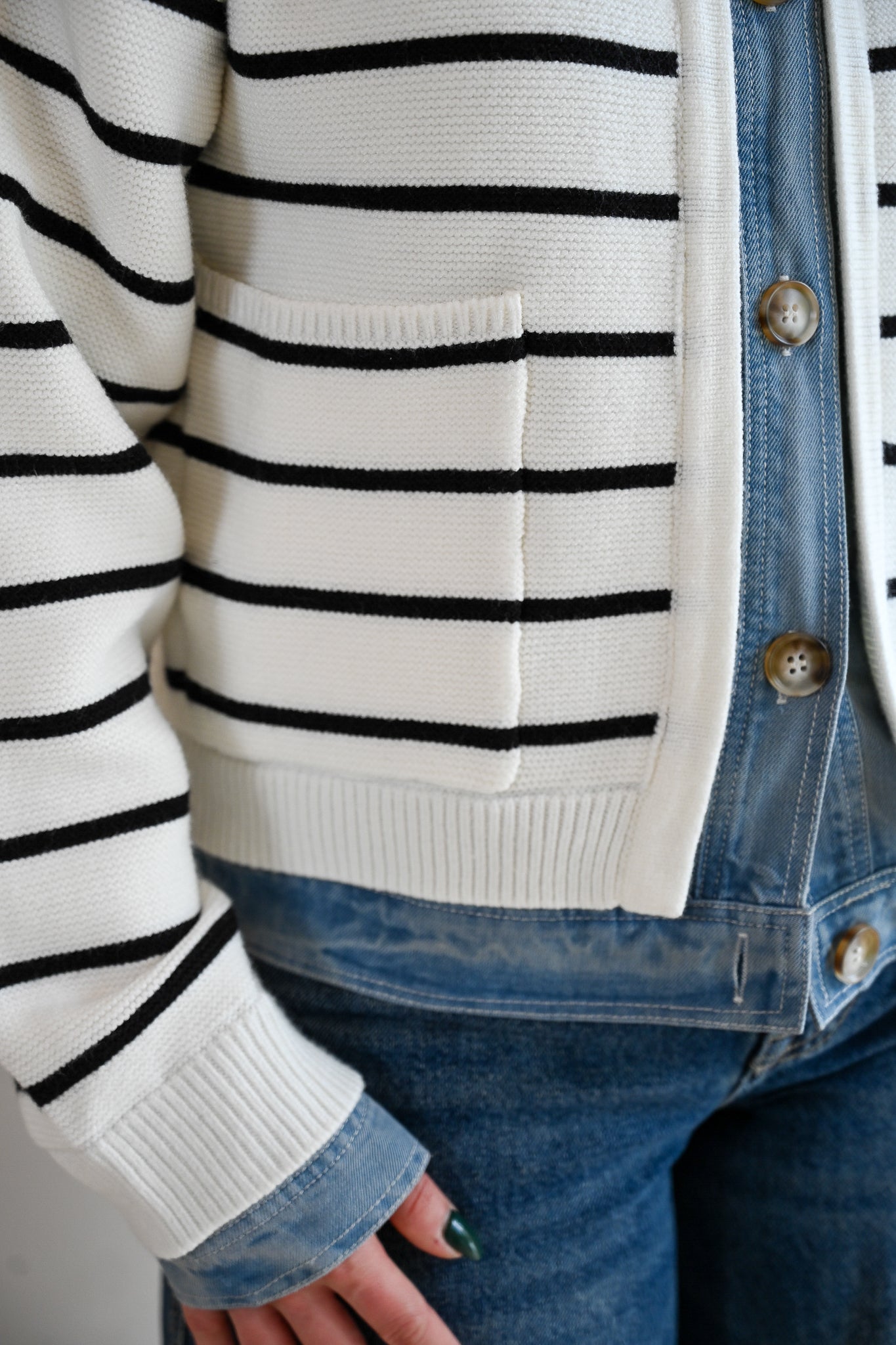 Mermaid Avenue Denim Knit Cardigan