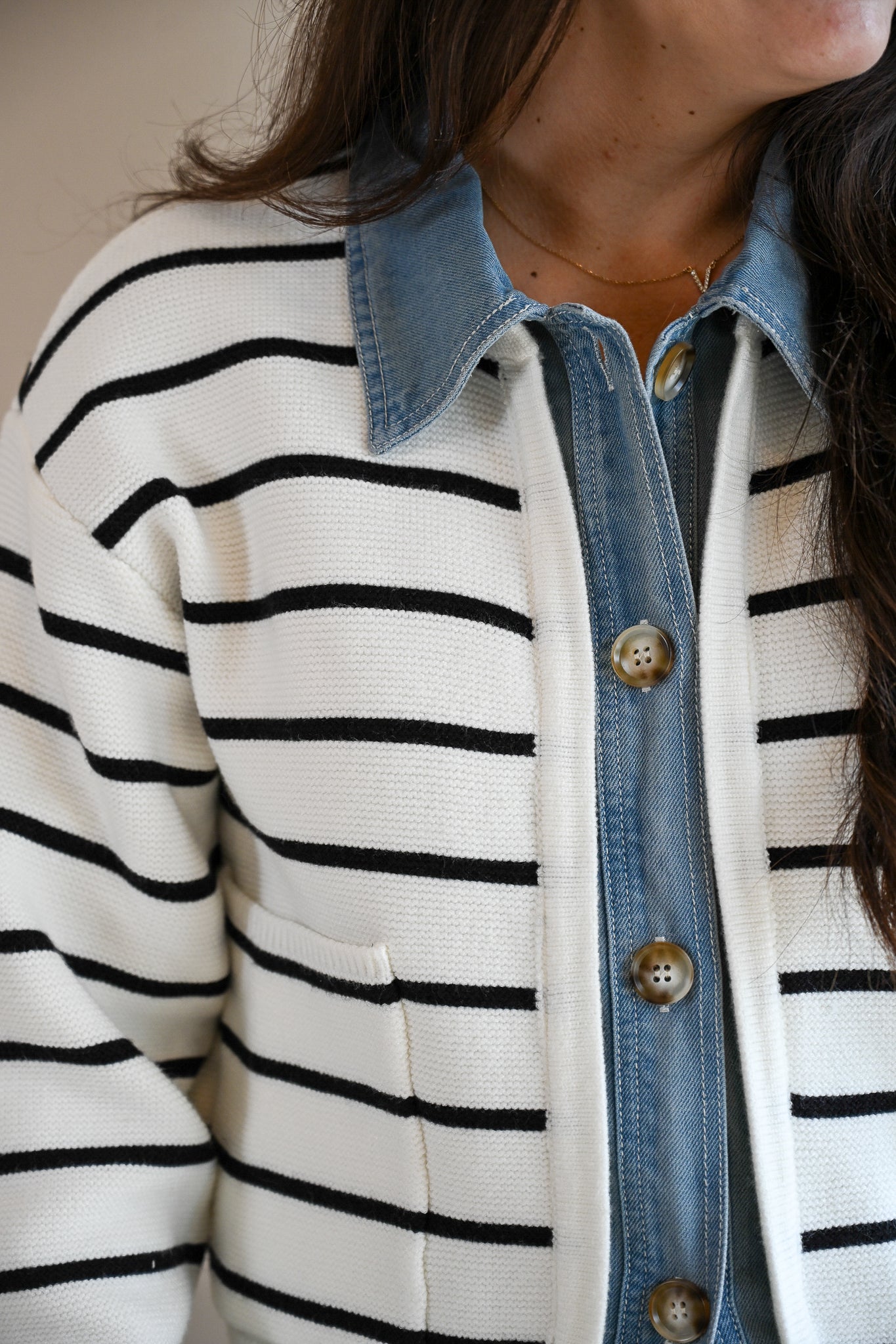 Mermaid Avenue Denim Knit Cardigan