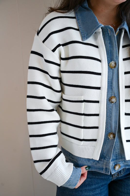 Mermaid Avenue Denim Knit Cardigan