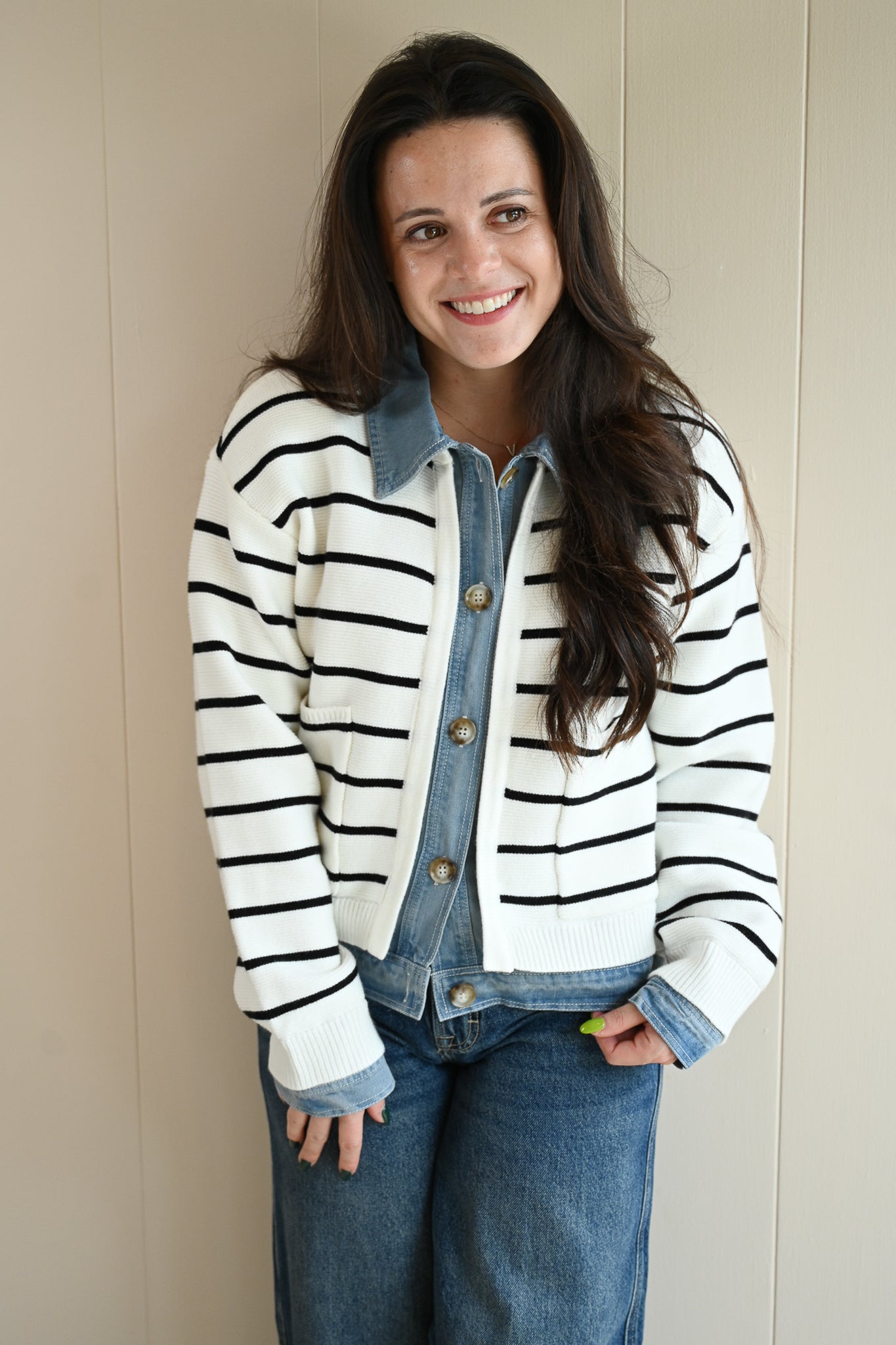 Mermaid Avenue Denim Knit Cardigan