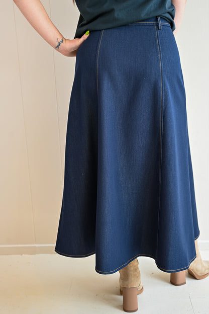 Weldon Grove Midi A-line Denim Skirt
