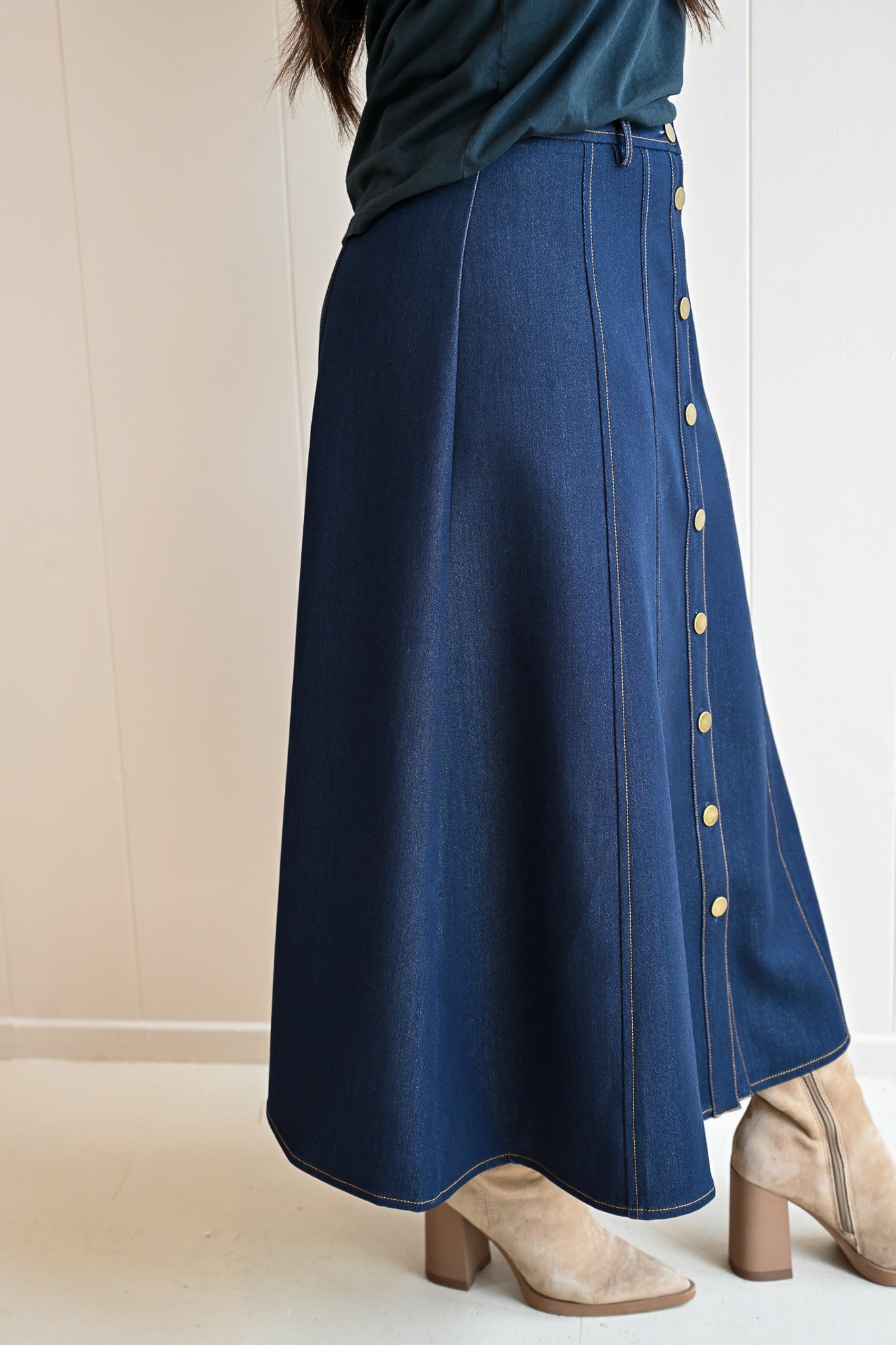 Weldon Grove Midi A-line Denim Skirt