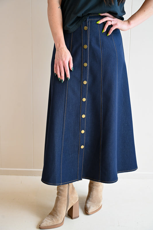 Weldon Grove Midi A-line Denim Skirt