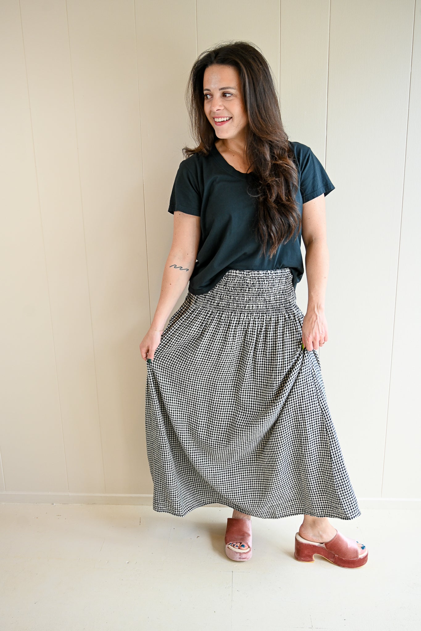 Shafter Avenue Gingham Midi Skirt