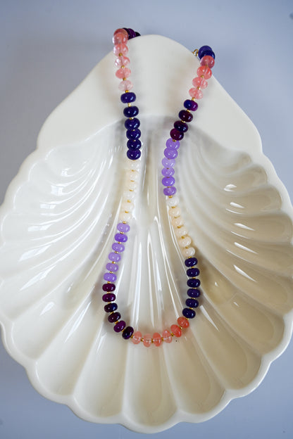 Brightfire Beaded Necklace - Purple + Pink