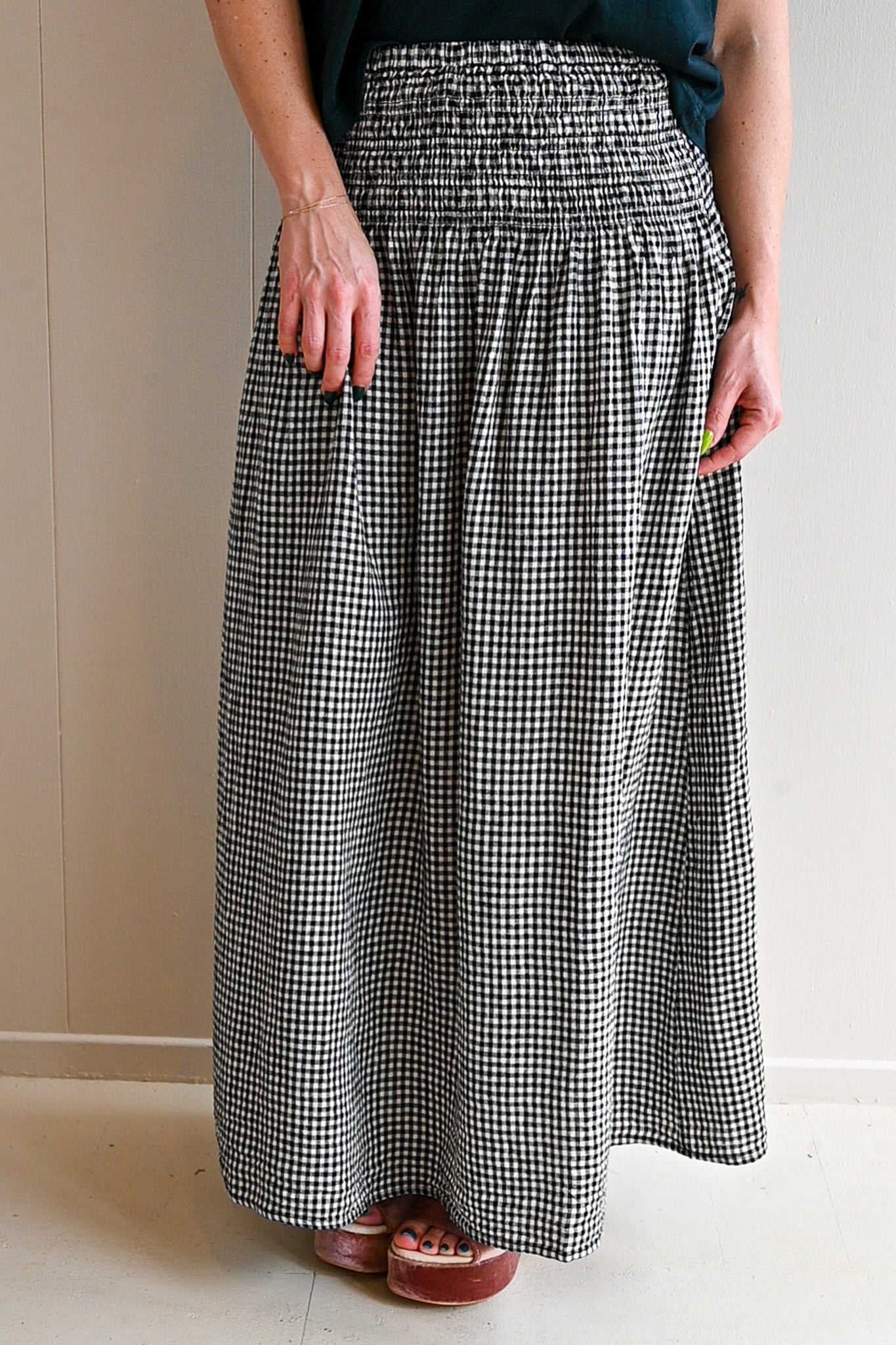 Shafter Avenue Gingham Midi Skirt