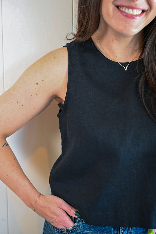 Platt Court Linen Tank - Storm