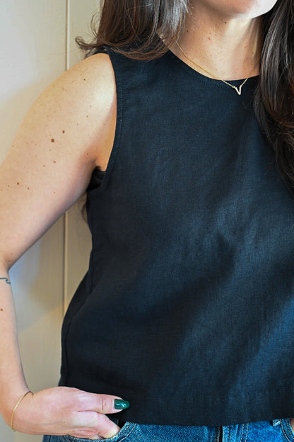 Platt Court Linen Tank - Storm