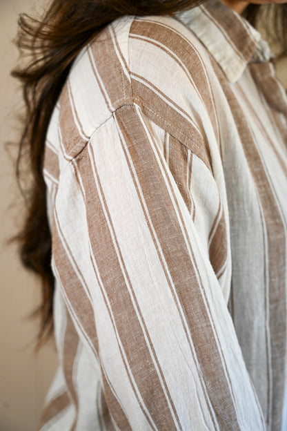 Presidio Blvd Button Up Shirt - Driftwood Stripe