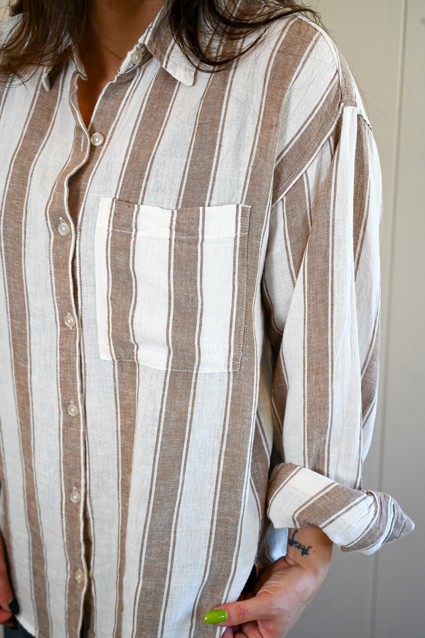 Presidio Blvd Button Up Shirt - Driftwood Stripe