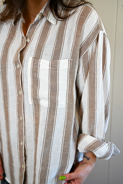 Presidio Blvd Button Up Shirt - Driftwood Stripe