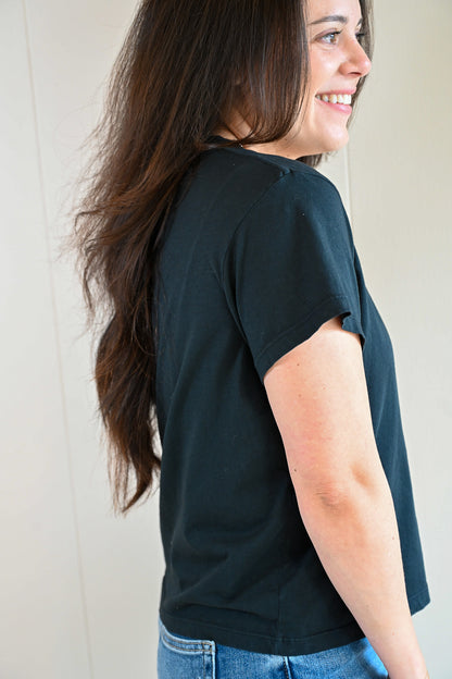 Wave Label V Neck - Storm