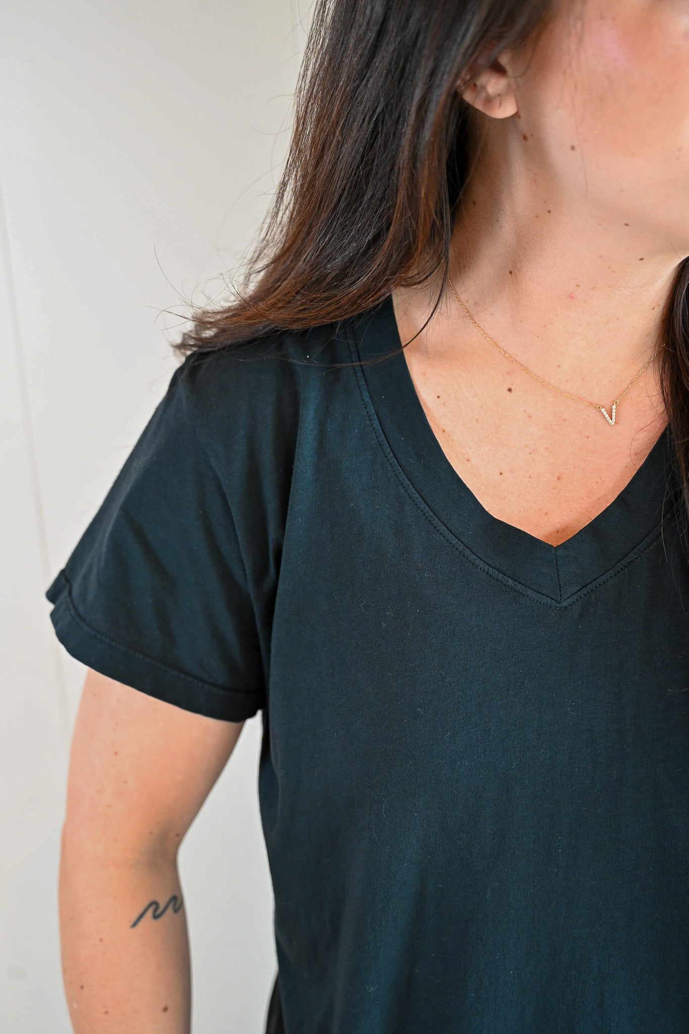 Wave Label V Neck - Storm