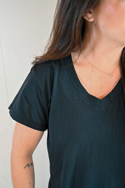 Wave Label V Neck - Storm