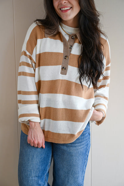 Petra Lane Polo Stripe Sweater